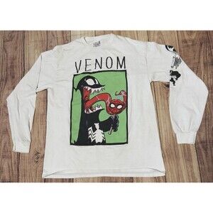 Marvel Venom Spider-Man Long Sleeve T Shirt C Life Size Large L White Sleeve Hit